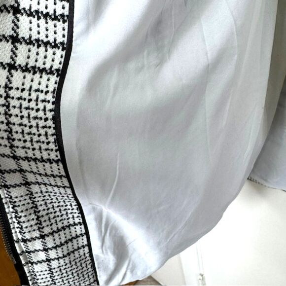 WHBM BLACK & WHITE PLAID ZIP FRONT JACKET COAT SIZE LARGE CAREER BUSINESS - Picture 10 of 12